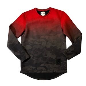 Puma x Trapstar mens S Small red gray camouflage crewneck sweatshirt EUC